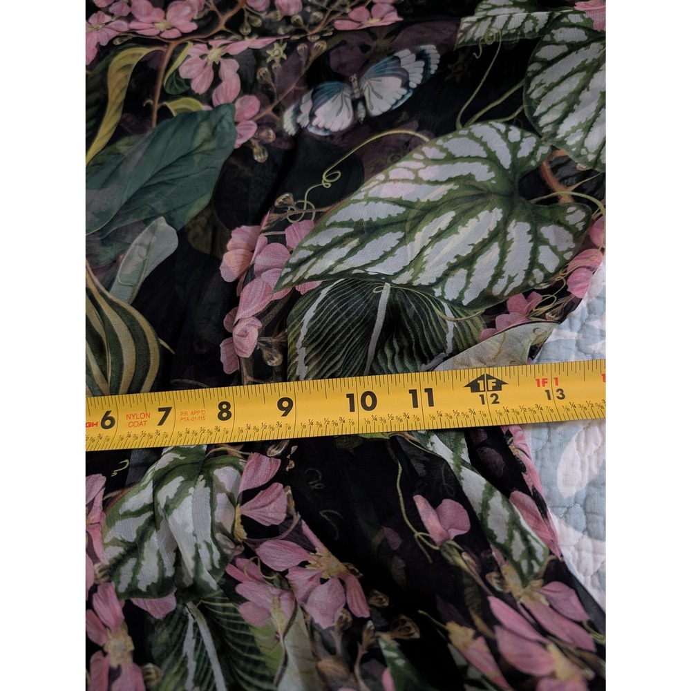Oscar de la Renta Silk Chiffon Botanical Floral Midi Shirtdress Size 0 NEW liner - Picture 14 of 16